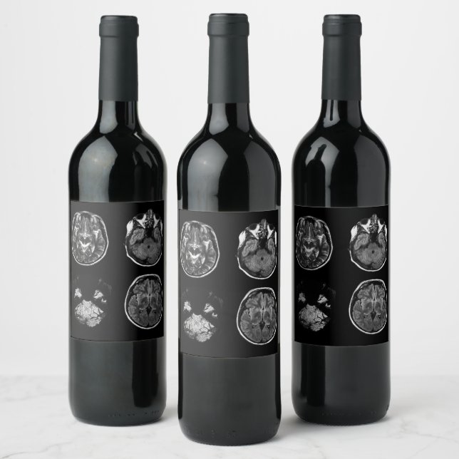 Brain MRI scan Wine Label (Bottles)