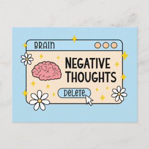 Brain negative thoughts delete postcard