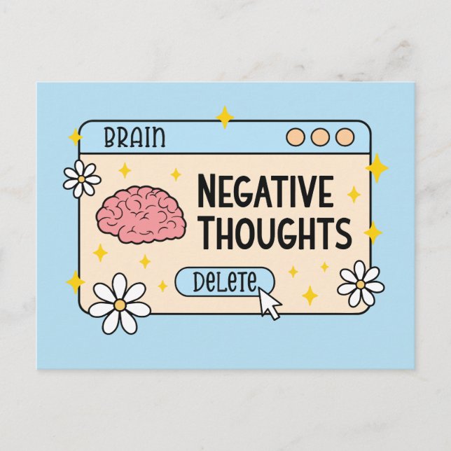 Brain negative thoughts delete postcard (Front)