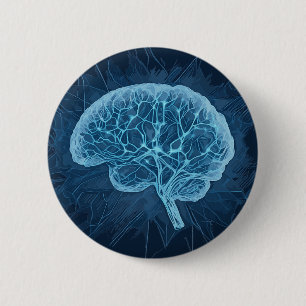 Brain Network Illustration - Neural Network 6 Cm Round Badge