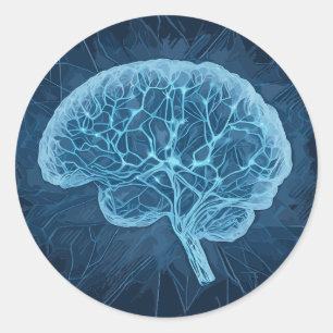 Brain Network Illustration - Neural Network Classic Round Sticker