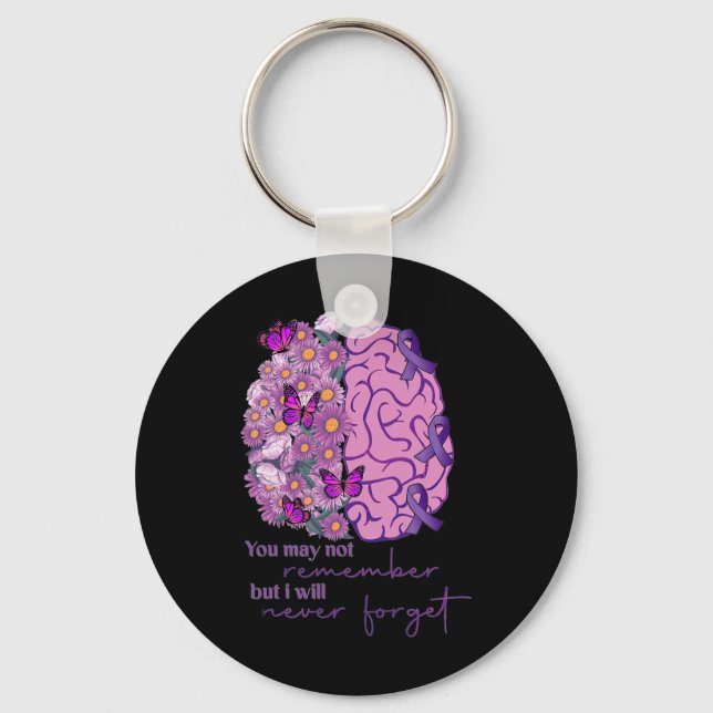 Brain Not Remember Never Forget Alzheimerheimer Aw Key Ring (Front)