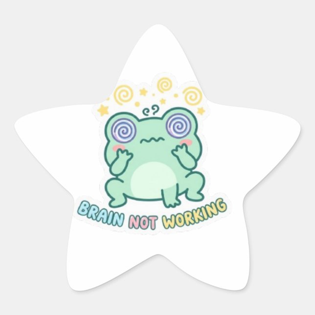 Brain Not Working Frog Sticker Cute Confused Frog  (Front)