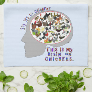 Brain On Chickens Tea Towel