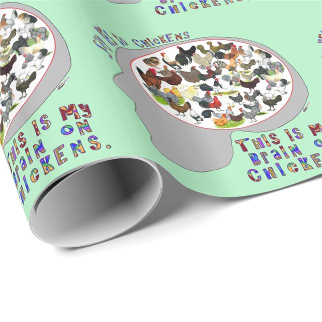 Brain On Chickens Wrapping Paper (Roll Corner)