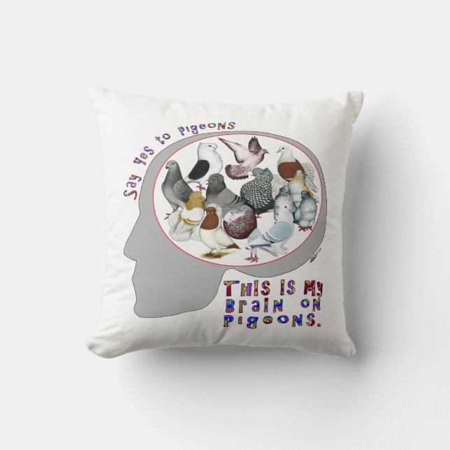 Brain On Pigeons Cushion (Front)