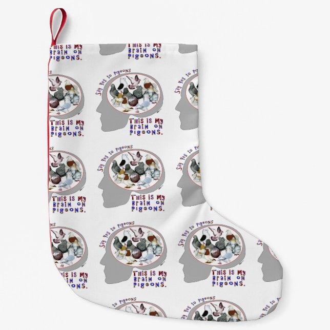 Brain On Pigeons Small Christmas Stocking (Front)