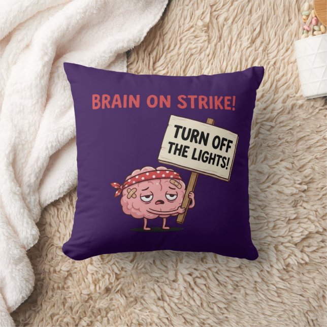 Brain on Strike — Turn Off the Lights Cushion (Blanket)