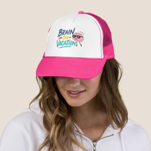 Brain on Vacation Trucker Hat Funny Retro
