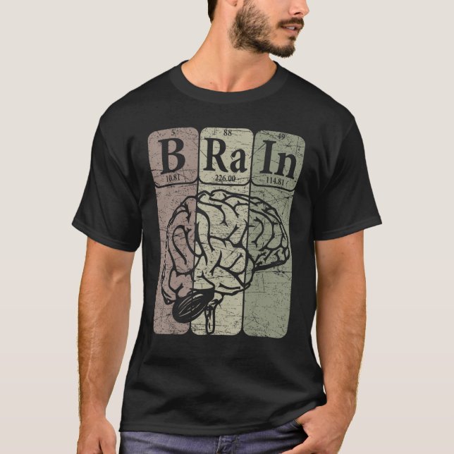 Brain Periodic Table Elements Neurologist Retro Ne T-Shirt (Front)