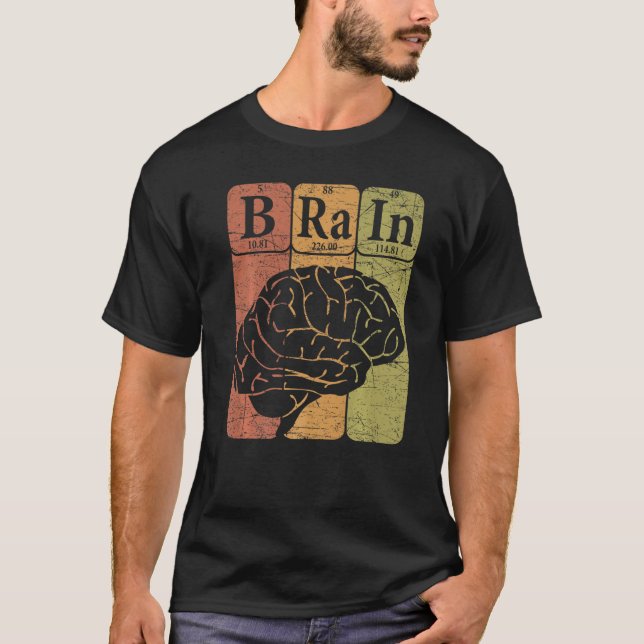 Brain Periodic Table Elements Neurologist Retro Ne T-Shirt (Front)