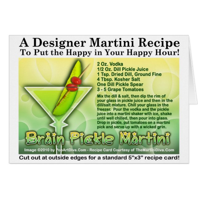 Brain Pickle Halloween Martini Recipe Card (Front Horizontal)