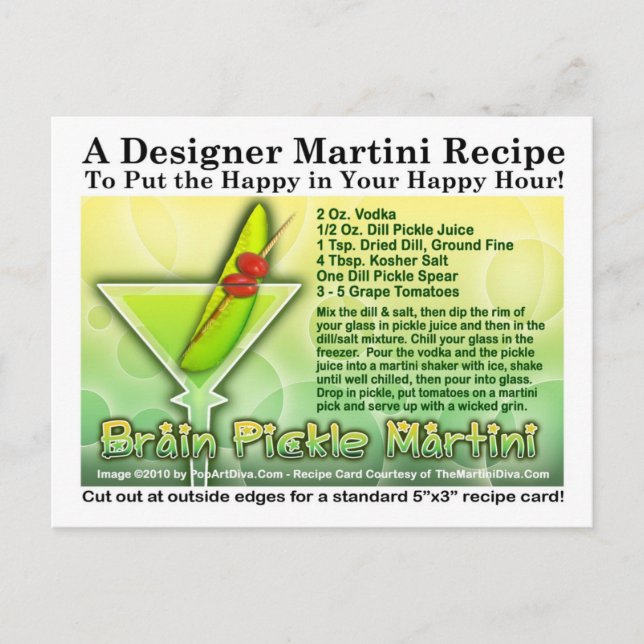 Brain Pickle Halloween Martini Recipe Postcard (Front)