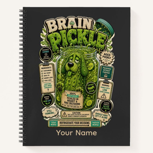 Brain Pickle Personalised Funny Office T-Shirt Notebook (Front)