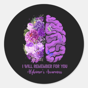 Brain Remember For You Alzheimerheimer Awareness M Classic Round Sticker