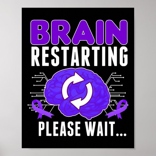 Brain Restarting - Epilepsy Purple Ribbon Men  Poster (Front)