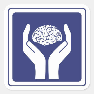brain sign square sticker