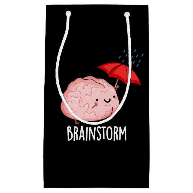 Brain Storm Funny Anatomy Pun Dark BG Small Gift Bag (Front)