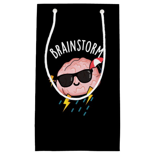 Brain Storm Funny Weather Pun Dark BG Small Gift Bag (Front)
