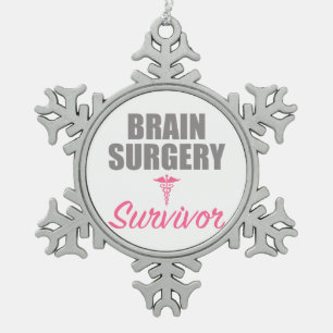 Brain Surgery Survivor Snowflake Pewter Christmas Ornament
