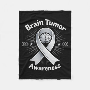Brain tumor awareness ribbon in may wear gray fleece blanket