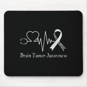 Brain tumor awareness ribbon in may wear gray mouse pad