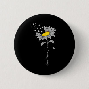 Brain tumor awareness sunflower gray ribbon brain 6 cm round badge