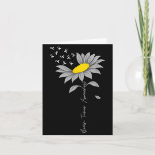 Brain tumor awareness sunflower gray ribbon brain card