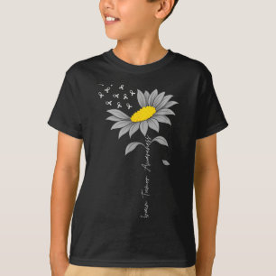 Brain tumor awareness sunflower gray ribbon brain T-Shirt
