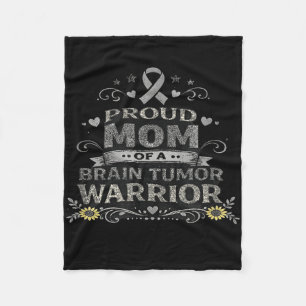 Brain tumor awareness warrior mom gray ribbon fleece blanket
