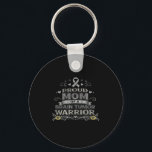 Brain tumor awareness warrior mom gray ribbon key ring<br><div class="desc">Brain tumor awareness warrior mom gray ribbon support</div>