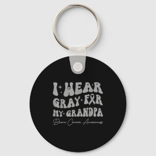 Brain tumor awareness wear gray for grandpa key ring