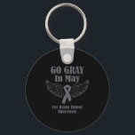 Brain tumor awareness wear gray in may strong key ring<br><div class="desc">Brain tumor awareness wear gray in may strong warrior cancer</div>