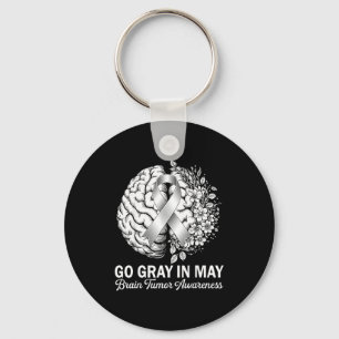 Brain tumor awareness wear gray in may strong key ring