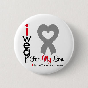 Brain Tumor I Wear Gray Ribbon For My Son 6 Cm Round Badge