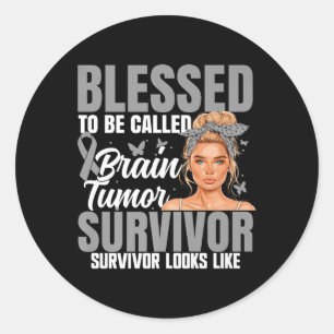 Brain Tumor Survivor Women Glioblastoma Awareness  Classic Round Sticker