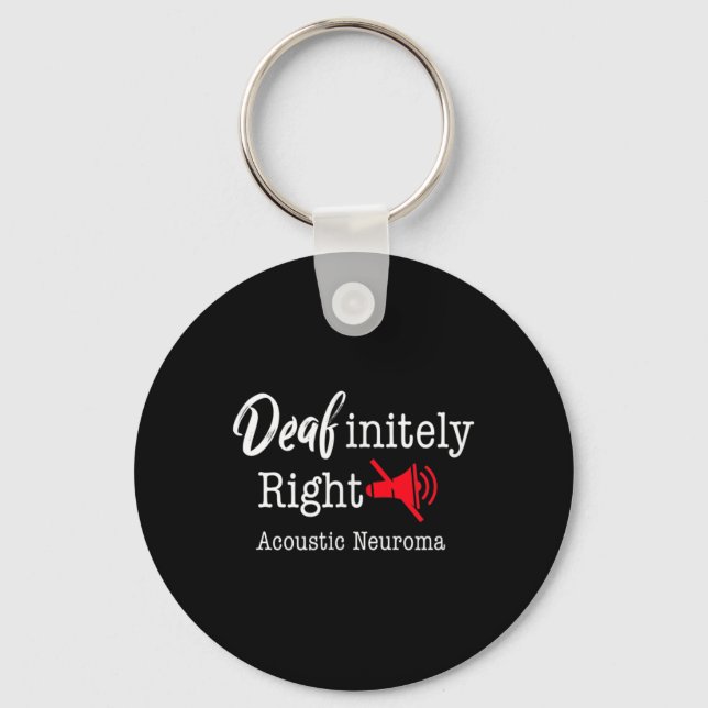 Brain Tumour Awareness Grey Ribbon Deafinitely Rig Key Ring (Front)
