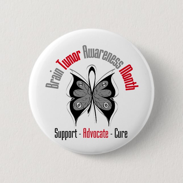 Brain Tumour Awareness Month Butterfly 6 Cm Round Badge (Front)