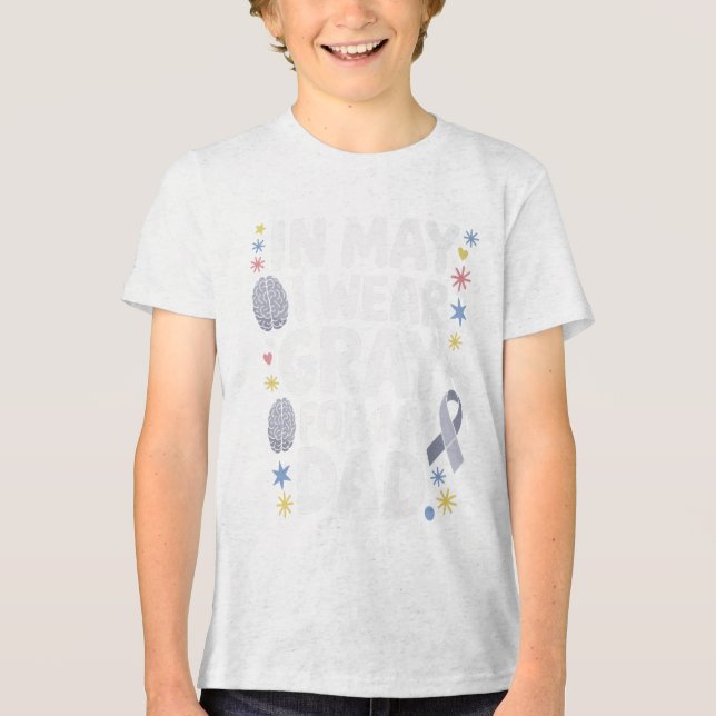 Brain Tumour Awareness Month Grey Ribbon Apparel M Tri-Blend Shirt (Front)