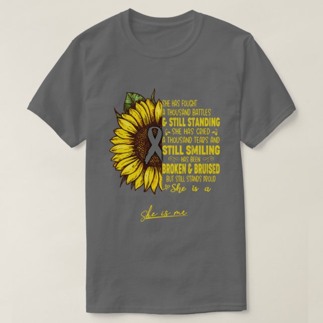 Brain Tumour Awareness She is A Brain Tumour Warri T-Shirt (Design Front)