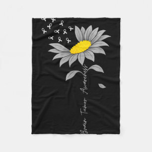 Brain tumour awareness sunflower grey ribbon brain fleece blanket
