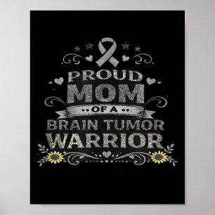 Brain tumour awareness warrior mum grey ribbon poster