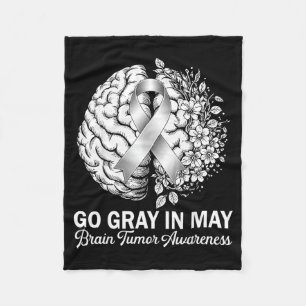 Brain tumour awareness wear grey in may strong fleece blanket
