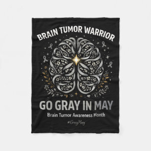 Brain tumour awareness wear grey in may strong fleece blanket