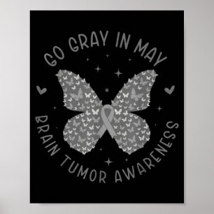 Brain tumour awareness wear grey in may strong poster