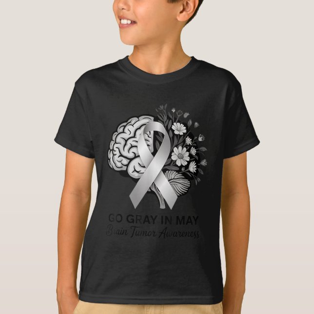Brain Tumour Awareness Wear Grey In May Strong War T-Shirt (Front)