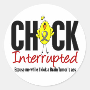 Brain Tumour Chick Interrupted Classic Round Sticker