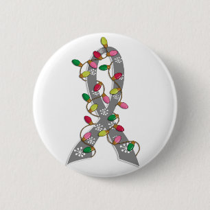 Brain Tumour Christmas Lights Ribbon 6 Cm Round Badge