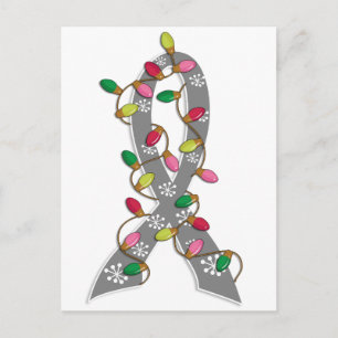 Brain Tumour Christmas Lights Ribbon Holiday Postcard