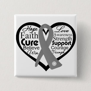 Brain Tumour Heart Ribbon Collage 15 Cm Square Badge